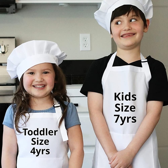 Dapper & Doll Kids Apron and Chef Hat Gift Set - Toddler size 2T - 3T in white - Picture 2 of 4